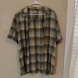 St. John's Bay Olive Plaid Casual Shirt
